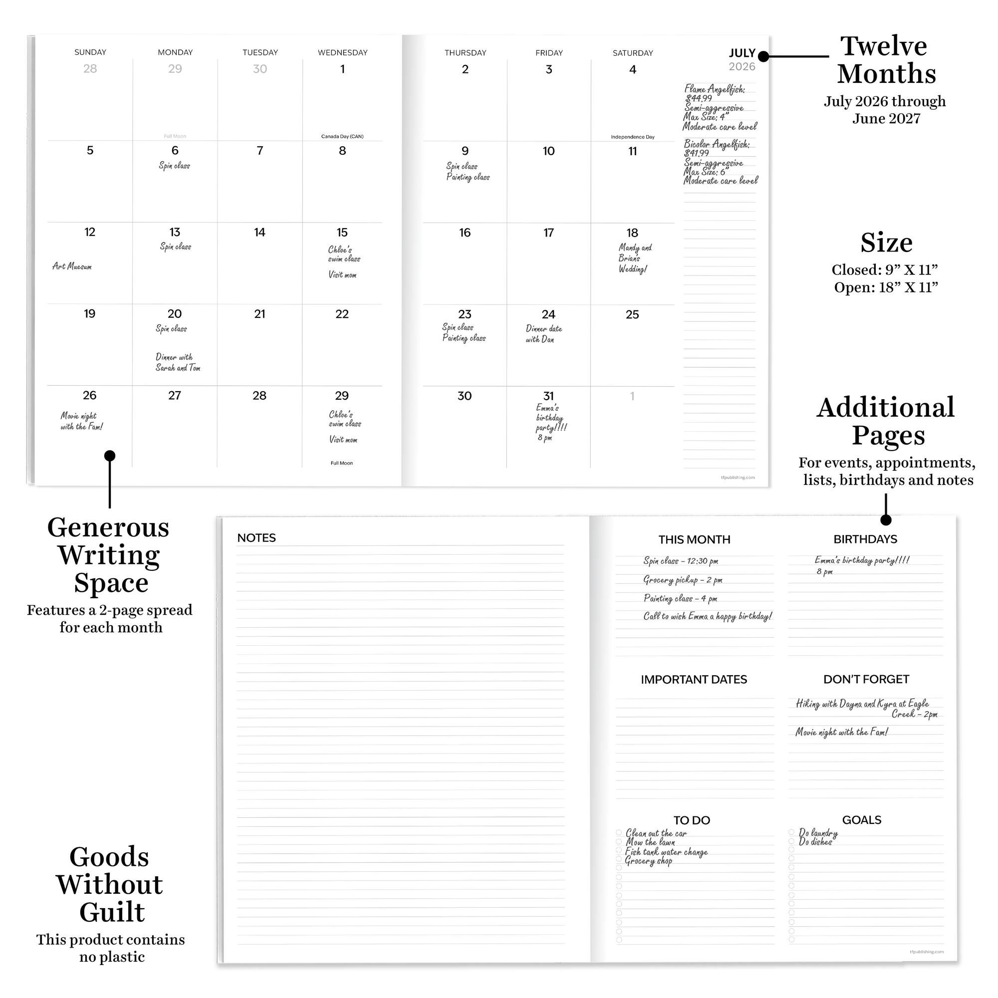 TF Publishing Large 2026-27 Wild Bison Monthly Planner
